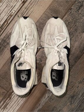 New Balance White and Black Low-Profile Sneakers